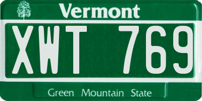 VT license plate XWT769