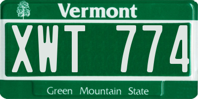 VT license plate XWT774