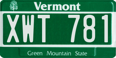 VT license plate XWT781