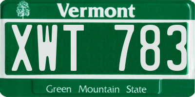 VT license plate XWT783