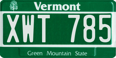 VT license plate XWT785