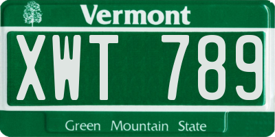 VT license plate XWT789
