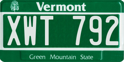 VT license plate XWT792
