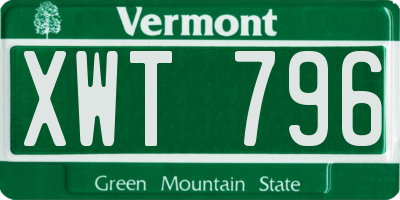VT license plate XWT796