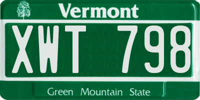 VT license plate XWT798