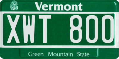 VT license plate XWT800