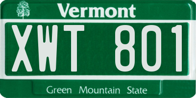 VT license plate XWT801