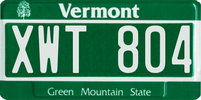 VT license plate XWT804