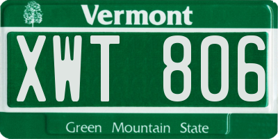 VT license plate XWT806