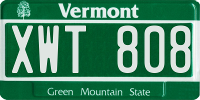VT license plate XWT808