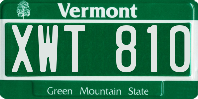 VT license plate XWT810