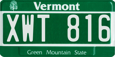 VT license plate XWT816