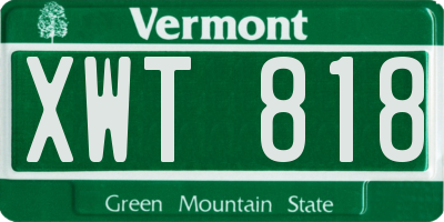 VT license plate XWT818