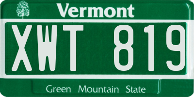 VT license plate XWT819