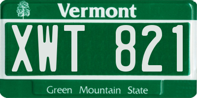 VT license plate XWT821