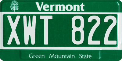 VT license plate XWT822