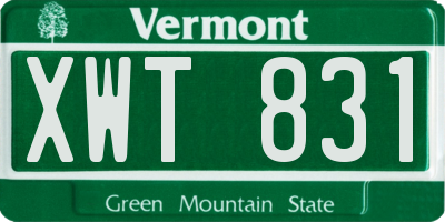 VT license plate XWT831