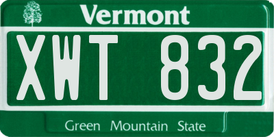 VT license plate XWT832
