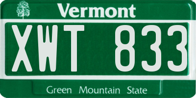 VT license plate XWT833