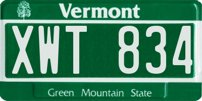 VT license plate XWT834