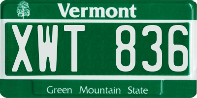 VT license plate XWT836