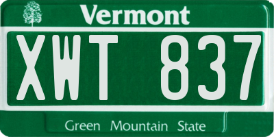 VT license plate XWT837