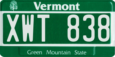 VT license plate XWT838