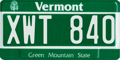 VT license plate XWT840