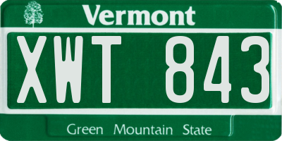 VT license plate XWT843