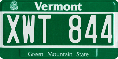 VT license plate XWT844