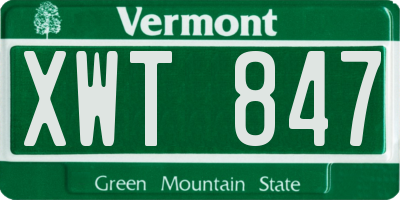 VT license plate XWT847