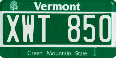 VT license plate XWT850