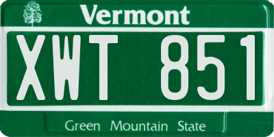 VT license plate XWT851