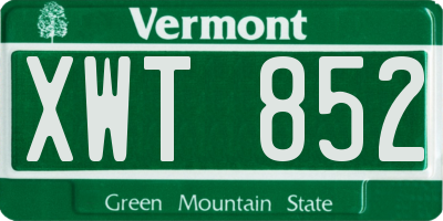 VT license plate XWT852