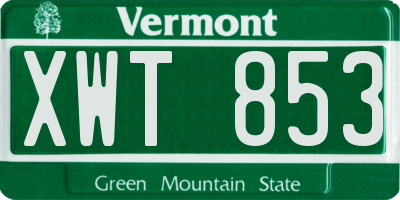 VT license plate XWT853