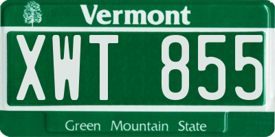 VT license plate XWT855