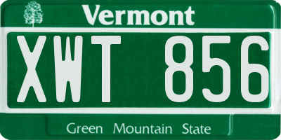 VT license plate XWT856