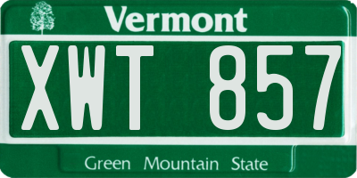 VT license plate XWT857