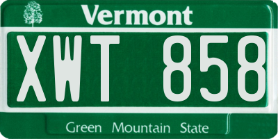 VT license plate XWT858