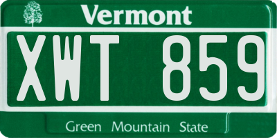 VT license plate XWT859