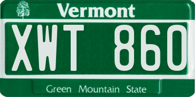 VT license plate XWT860