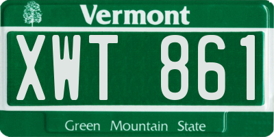 VT license plate XWT861