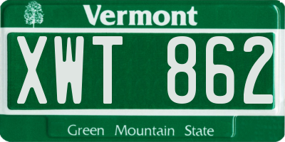 VT license plate XWT862