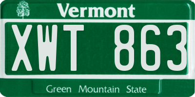 VT license plate XWT863