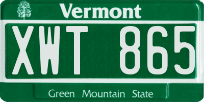 VT license plate XWT865