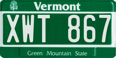 VT license plate XWT867