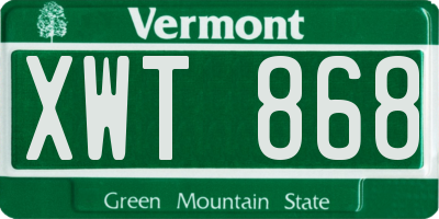 VT license plate XWT868