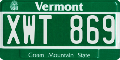 VT license plate XWT869