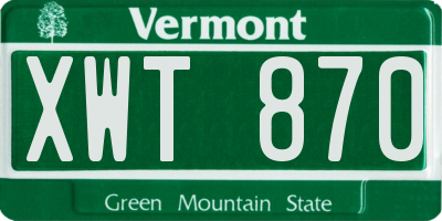 VT license plate XWT870