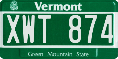 VT license plate XWT874